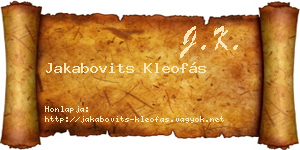 Jakabovits Kleofás névjegykártya